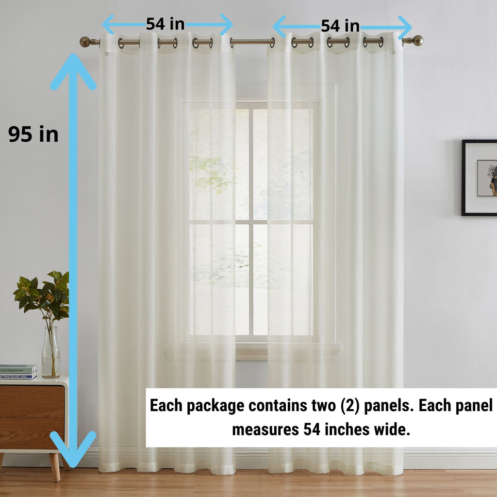 HLC.me Lot de 2 rideaux de fenêtre semi-transparents à œillets pour chambre à coucher et salon