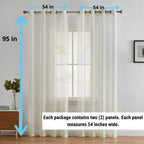 HLC.me Lot de 2 rideaux de fenêtre semi-transparents à œillets pour chambre à coucher et salon
