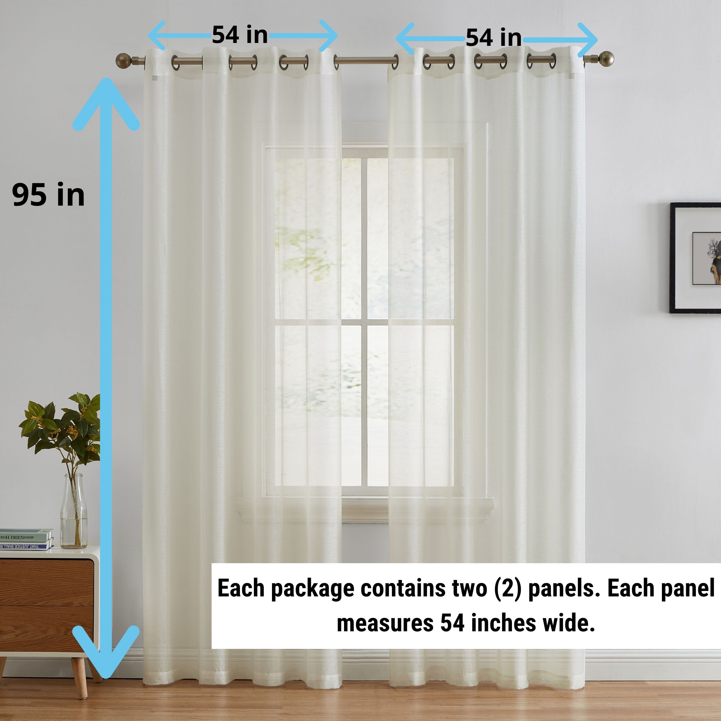 HLC.me Lot de 2 rideaux de fenêtre semi-transparents à œillets pour chambre à coucher et salon