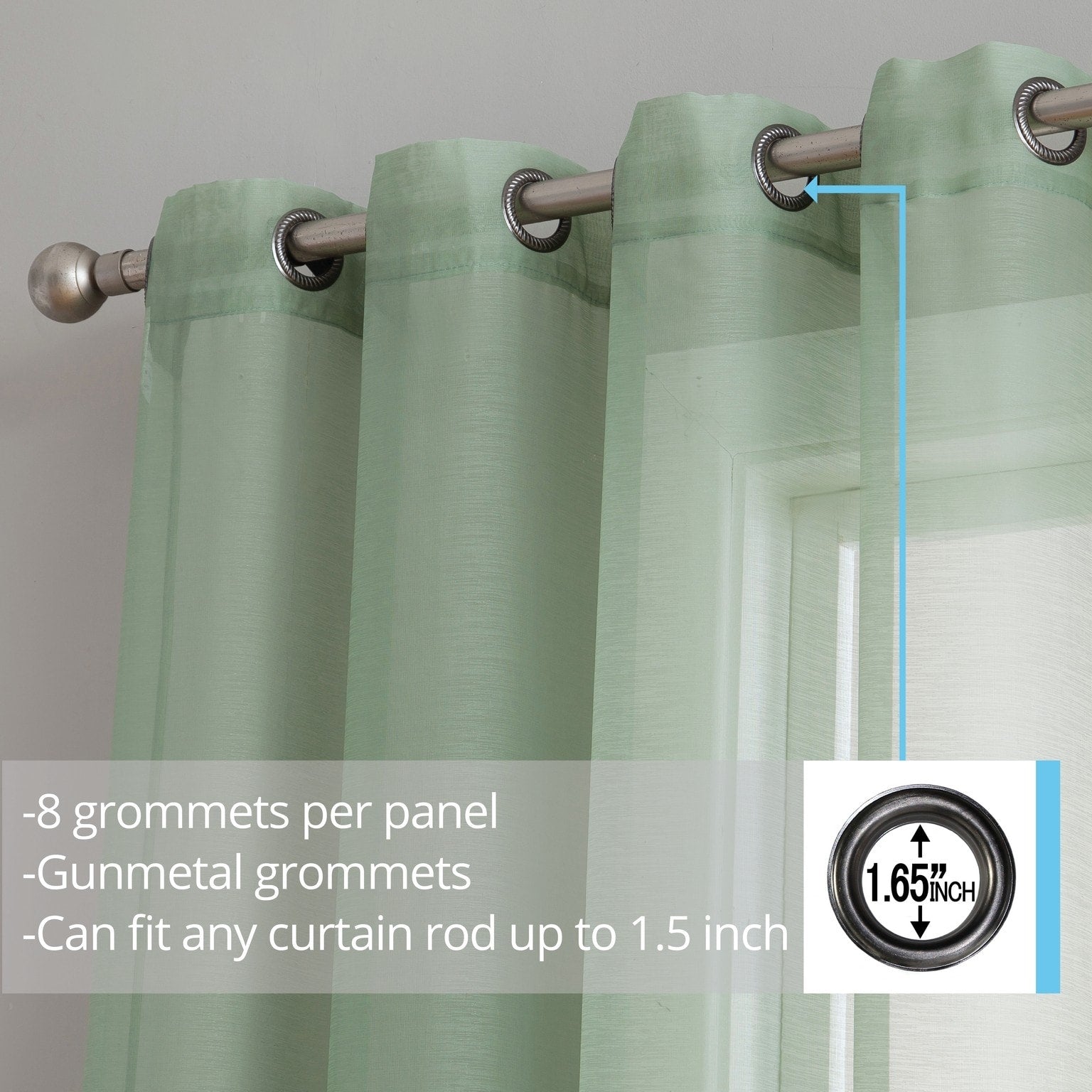 HLC.me Lot de 2 rideaux de fenêtre semi-transparents à œillets pour chambre à coucher et salon
