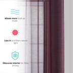 HLC.me Lot de 2 rideaux de fenêtre semi-transparents à œillets pour chambre à coucher et salon