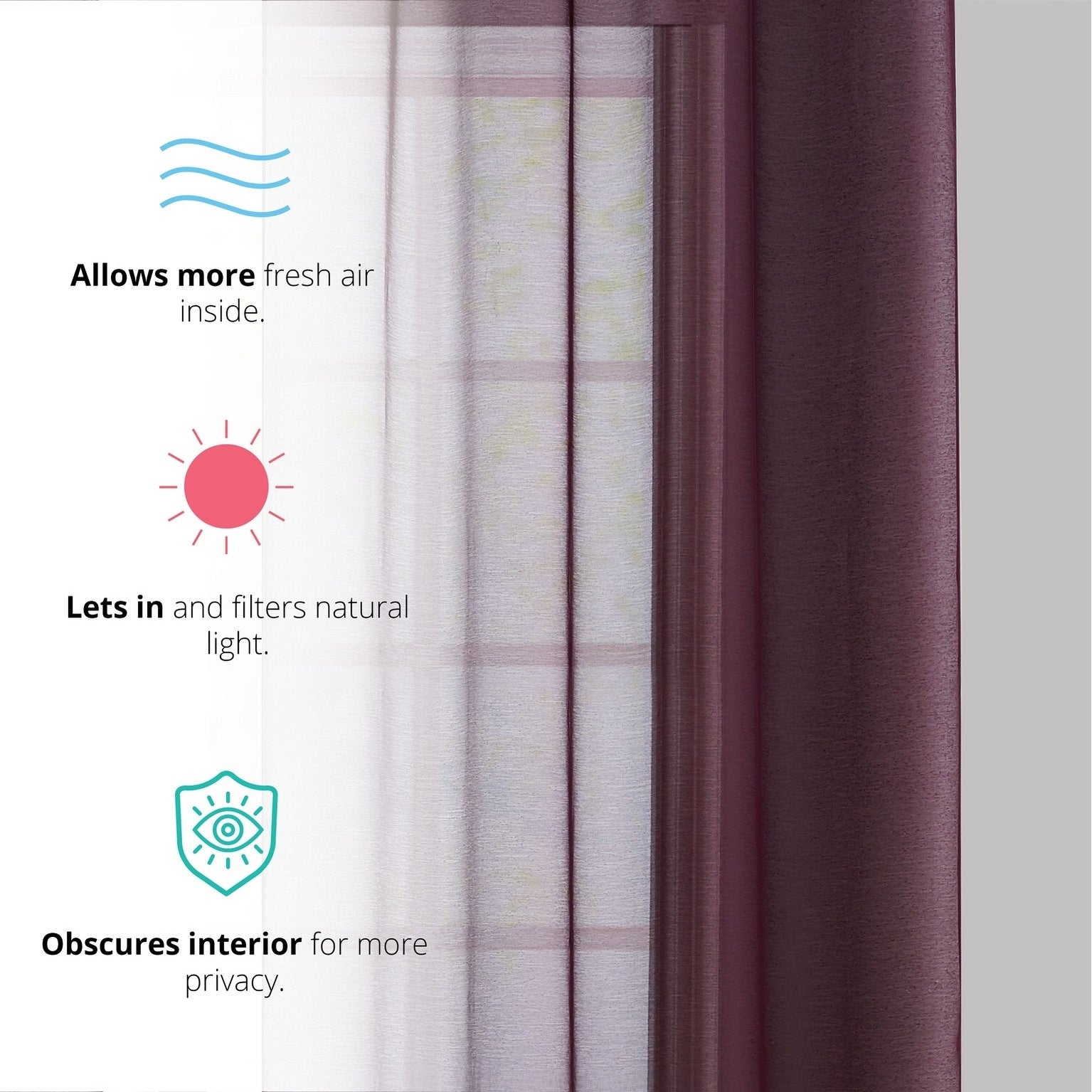 HLC.me Lot de 2 rideaux de fenêtre semi-transparents à œillets pour chambre à coucher et salon