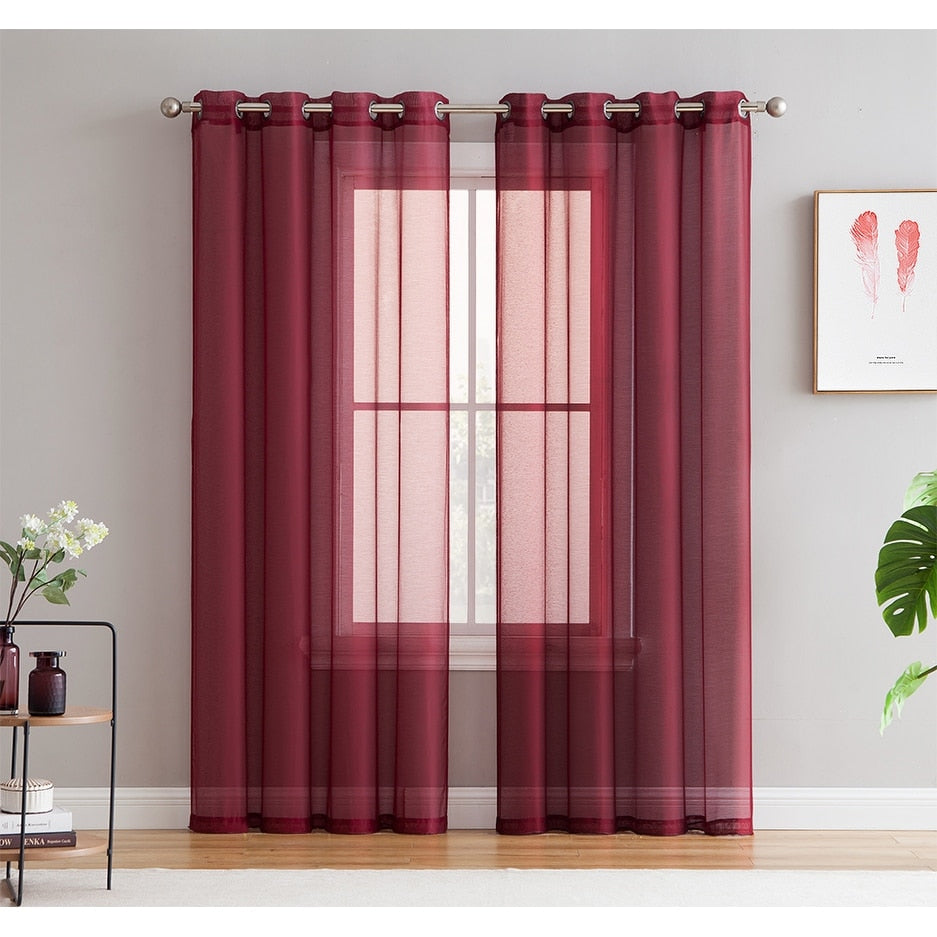 HLC.me Lot de 2 rideaux de fenêtre semi-transparents à œillets pour chambre à coucher et salon