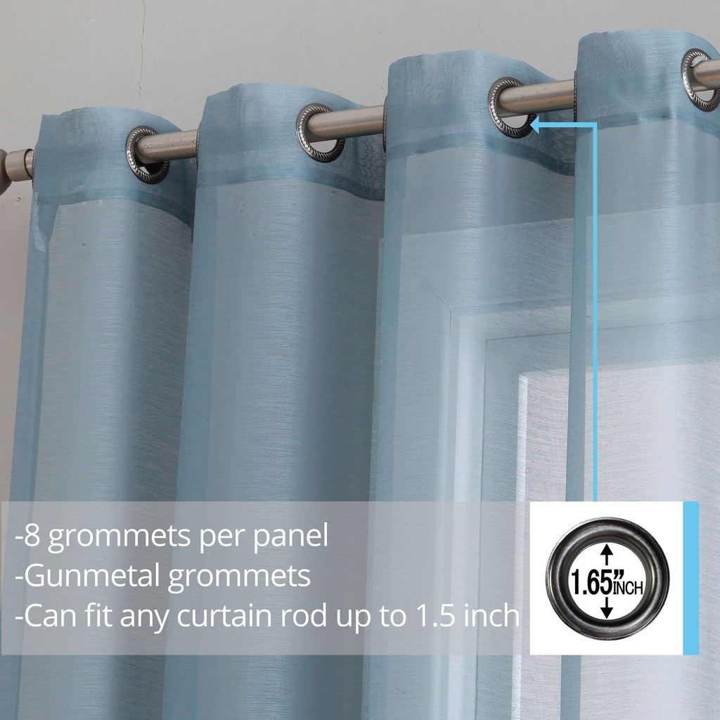 HLC.me Lot de 2 rideaux de fenêtre semi-transparents à œillets pour chambre à coucher et salon