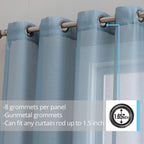 HLC.me Lot de 2 rideaux de fenêtre semi-transparents à œillets pour chambre à coucher et salon