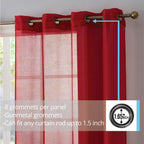 HLC.me Lot de 2 rideaux de fenêtre semi-transparents à œillets pour chambre à coucher et salon