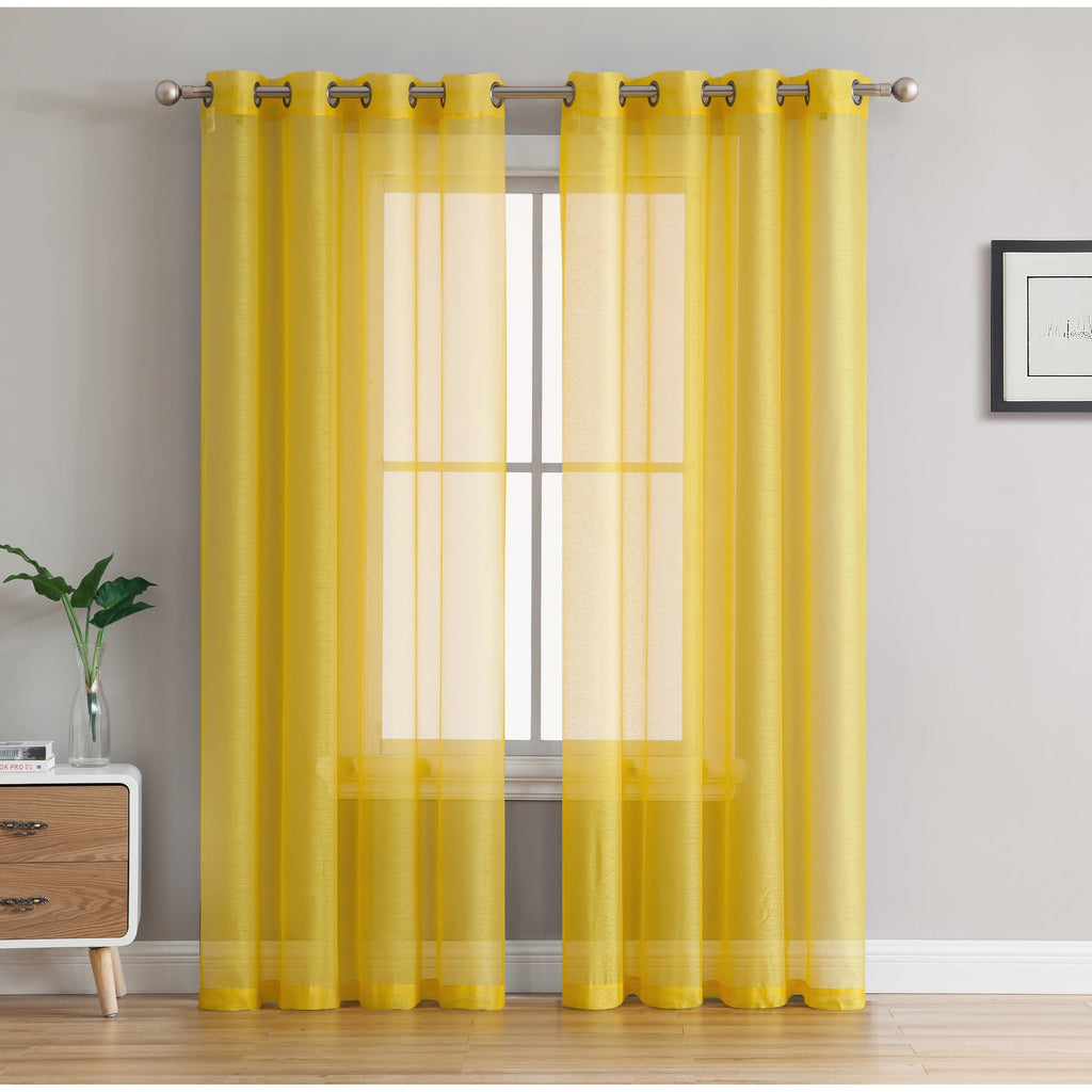 HLC.me Lot de 2 rideaux de fenêtre semi-transparents à œillets pour chambre à coucher et salon