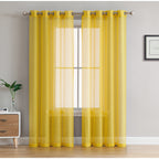 HLC.me Lot de 2 rideaux de fenêtre semi-transparents à œillets pour chambre à coucher et salon