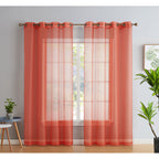HLC.me Lot de 2 rideaux de fenêtre semi-transparents à œillets pour chambre à coucher et salon