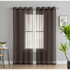 HLC.me Lot de 2 rideaux de fenêtre semi-transparents à œillets pour chambre à coucher et salon