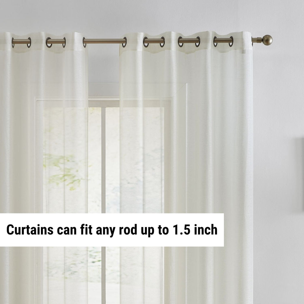 HLC.me Lot de 2 rideaux de fenêtre semi-transparents à œillets pour chambre à coucher et salon