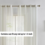 HLC.me Lot de 2 rideaux de fenêtre semi-transparents à œillets pour chambre à coucher et salon