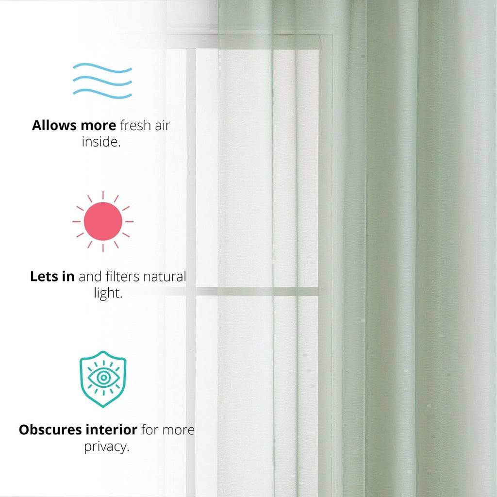 HLC.me Lot de 2 rideaux de fenêtre semi-transparents à œillets pour chambre à coucher et salon