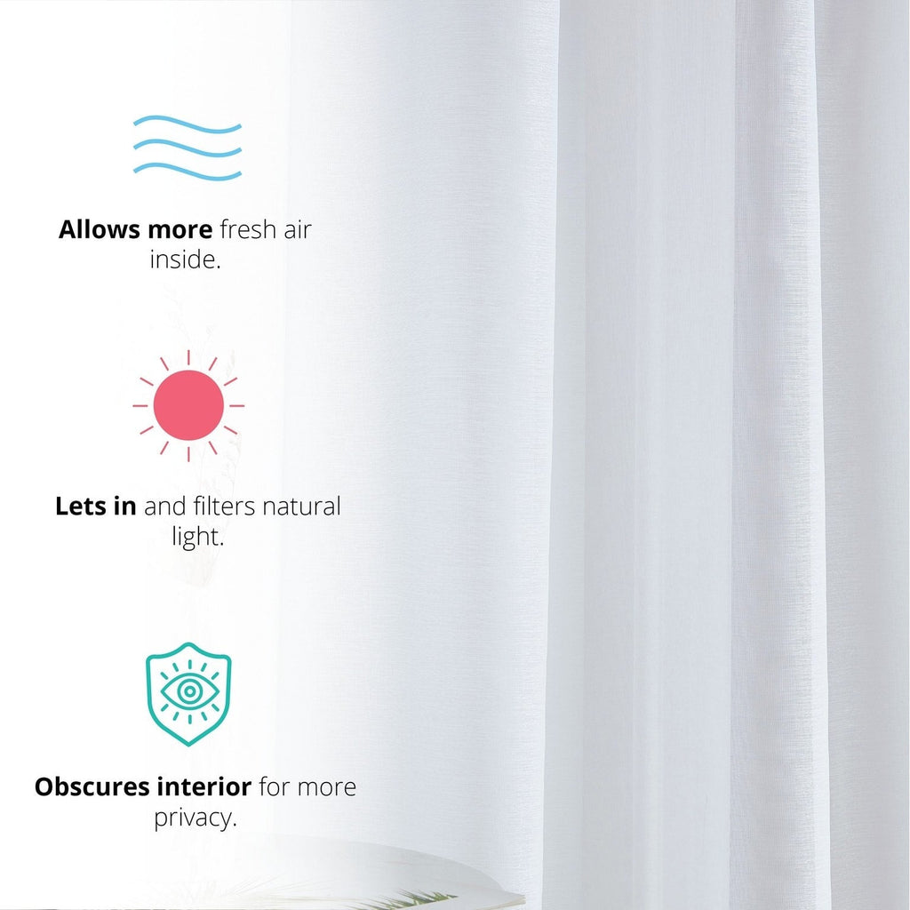 HLC.me Lot de 2 rideaux de fenêtre semi-transparents à œillets pour chambre à coucher et salon