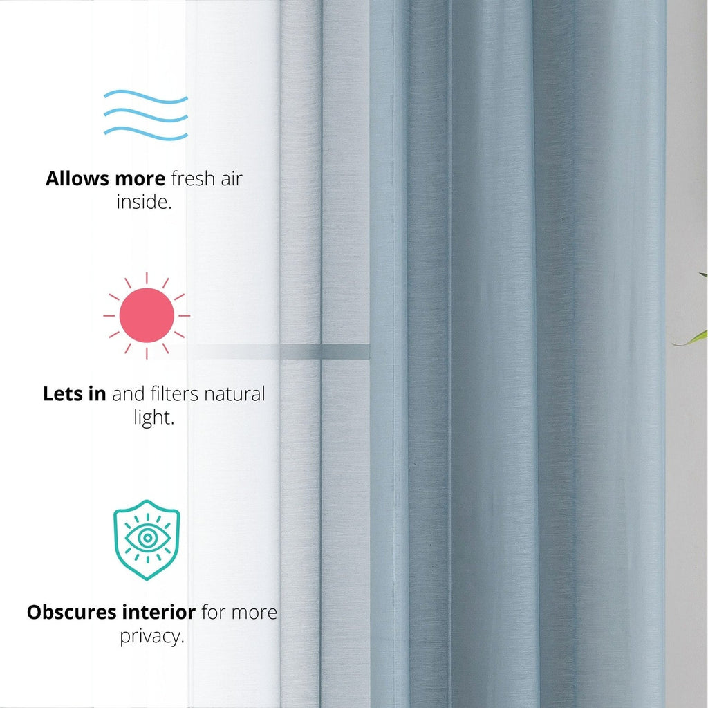 HLC.me Lot de 2 rideaux de fenêtre semi-transparents à œillets pour chambre à coucher et salon