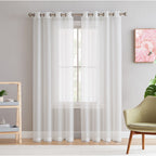 HLC.me Lot de 2 rideaux de fenêtre semi-transparents à œillets pour chambre à coucher et salon
