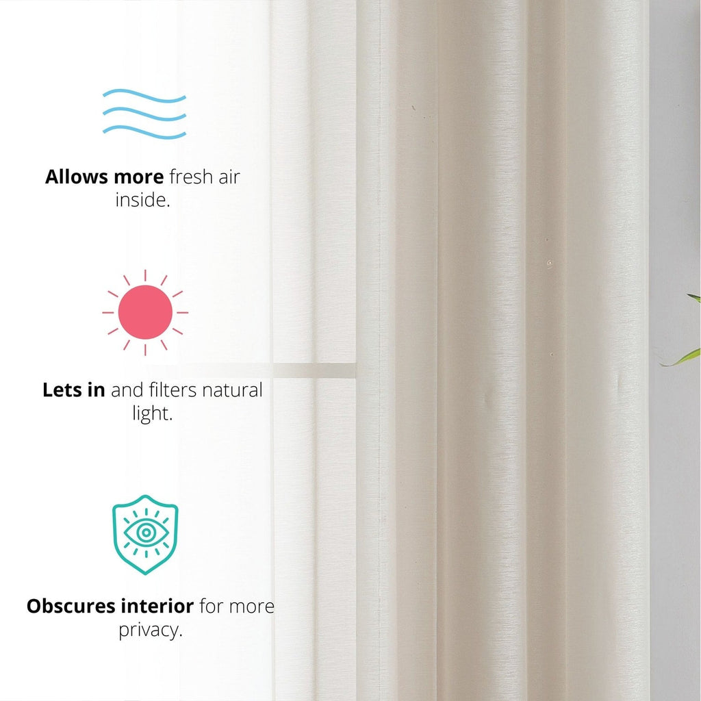 HLC.me Lot de 2 rideaux de fenêtre semi-transparents à œillets pour chambre à coucher et salon