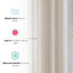 HLC.me Lot de 2 rideaux de fenêtre semi-transparents à œillets pour chambre à coucher et salon