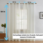 HLC.me Lot de 2 rideaux de fenêtre semi-transparents à œillets pour chambre à coucher et salon