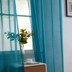 HLC.me Lot de 2 rideaux de fenêtre semi-transparents à œillets pour chambre à coucher et salon