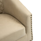 2 Set 29 W Vegan Leather Barrel Accent Chairs with Nailheads Trim