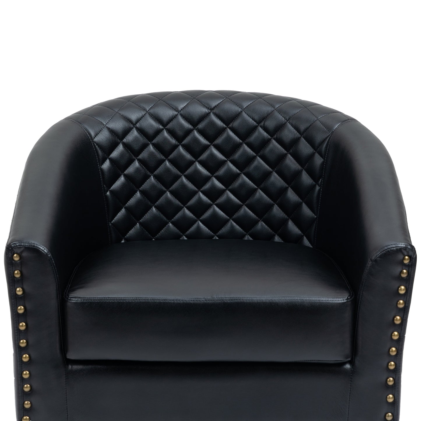 Lot de 2 chaises d'appoint tonneau en cuir vegan de 29 W avec garniture cloutée