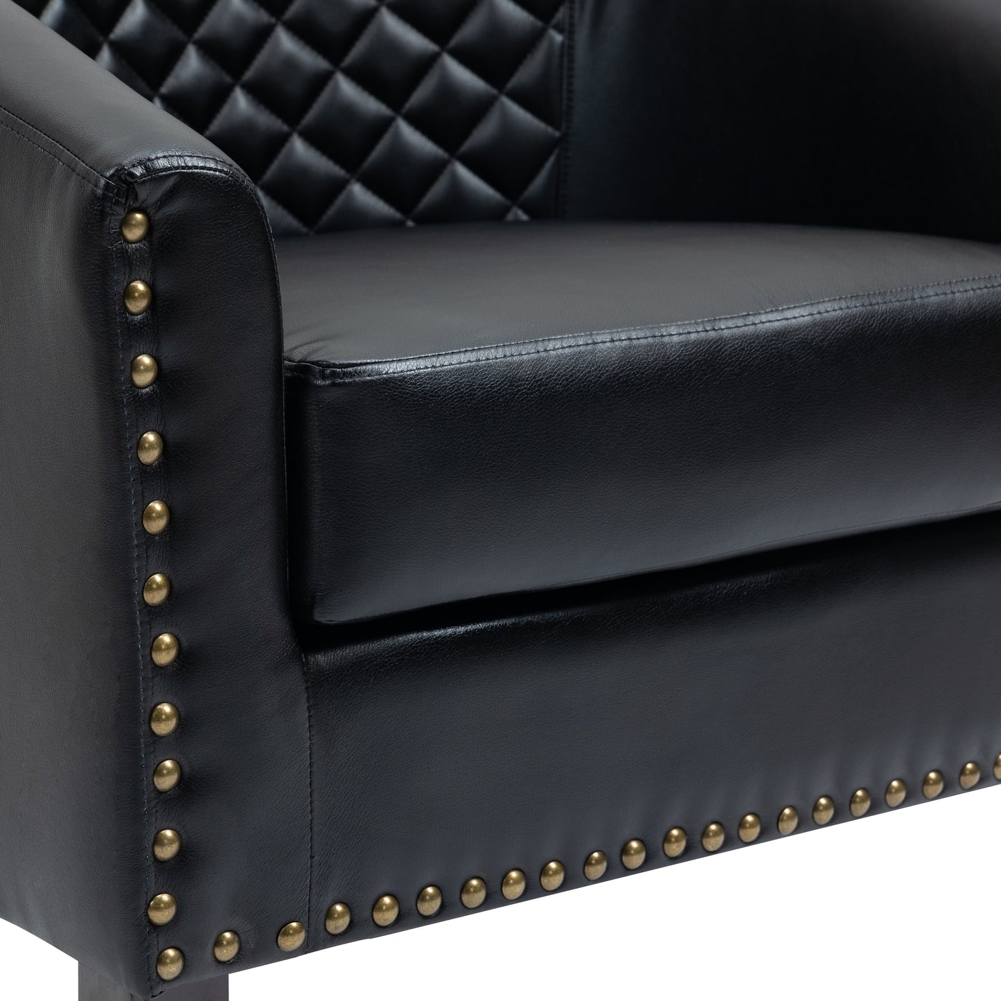 Lot de 2 chaises d'appoint tonneau en cuir vegan de 29 W avec garniture cloutée