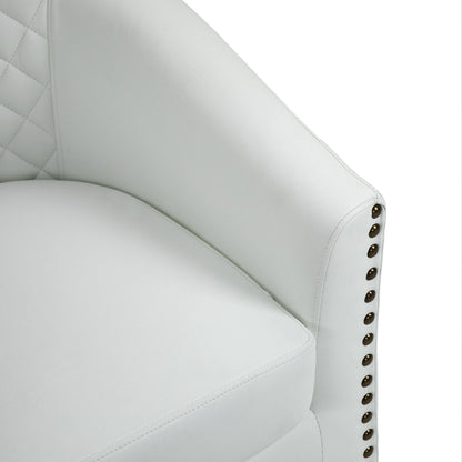 Lot de 2 chaises d'appoint tonneau en cuir vegan de 29 W avec garniture cloutée