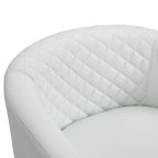 2 Set 29 W Vegan Leather Barrel Accent Chairs with Nailheads Trim