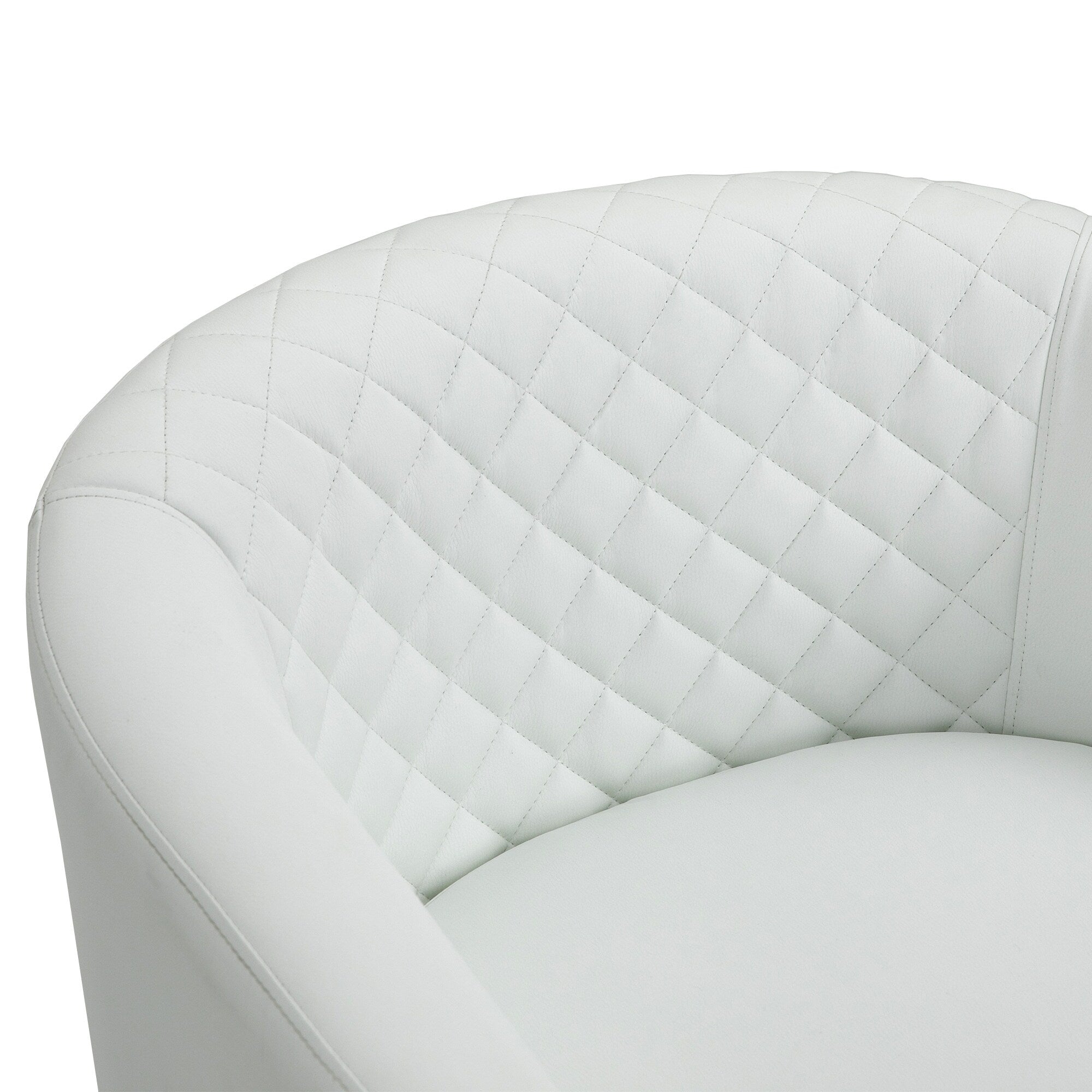 2 Set 29 W Vegan Leather Barrel Accent Chairs with Nailheads Trim