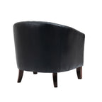 2 Set 29 W Vegan Leather Barrel Accent Chairs with Nailheads Trim