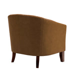 2 Set 29 W Vegan Leather Barrel Accent Chairs with Nailheads Trim