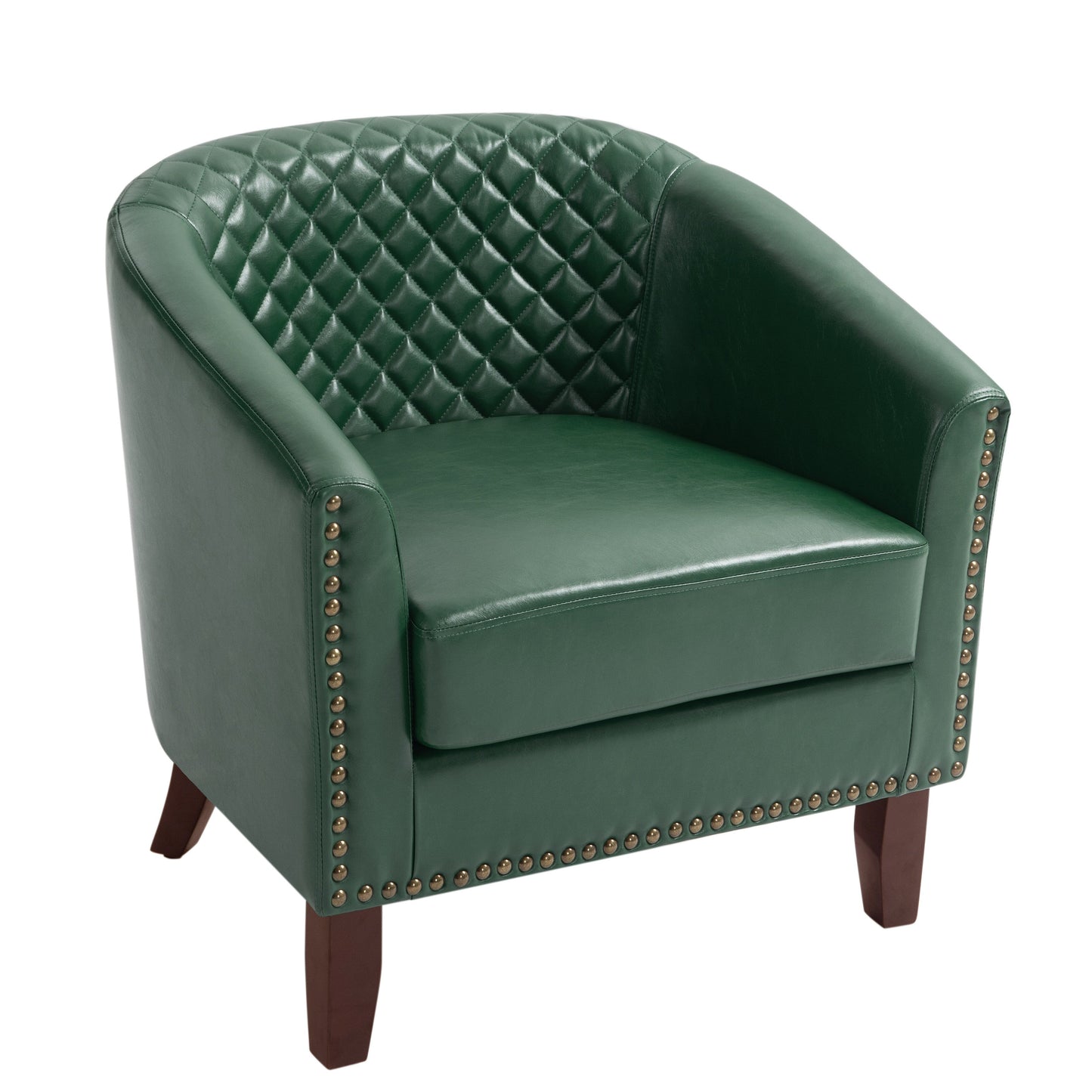Lot de 2 chaises d'appoint tonneau en cuir vegan de 29 W avec garniture cloutée