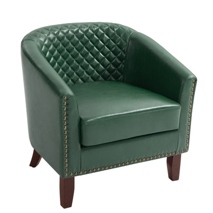 Lot de 2 chaises d'appoint tonneau en cuir vegan de 29 W avec garniture cloutée
