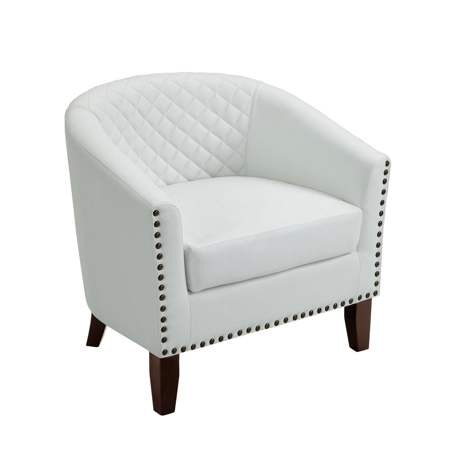 Lot de 2 chaises d'appoint tonneau en cuir vegan de 29 W avec garniture cloutée