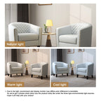 2 Set 29 W Vegan Leather Barrel Accent Chairs with Nailheads Trim
