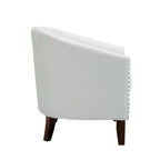 2 Set 29 W Vegan Leather Barrel Accent Chairs with Nailheads Trim