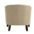 2 Set 29 W Vegan Leather Barrel Accent Chairs with Nailheads Trim