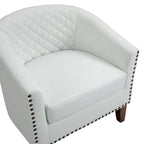 2 Set 29 W Vegan Leather Barrel Accent Chairs with Nailheads Trim