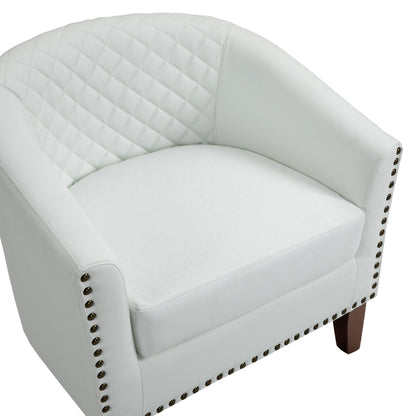 Lot de 2 chaises d'appoint tonneau en cuir vegan de 29 W avec garniture cloutée