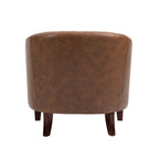 2 Set 29 W Vegan Leather Barrel Accent Chairs with Nailheads Trim