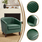 2 Set 29 W Vegan Leather Barrel Accent Chairs with Nailheads Trim