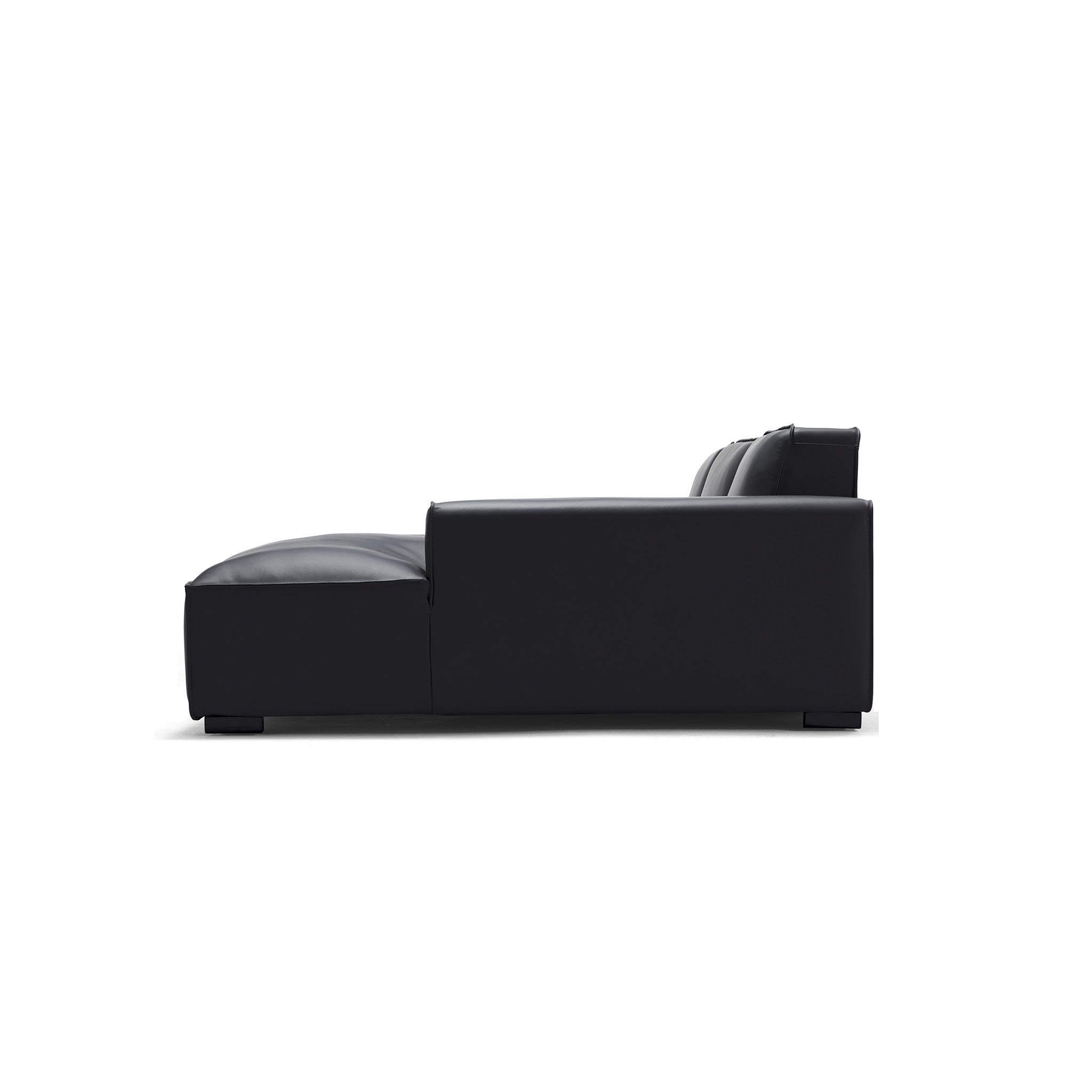 Domus Modular Black Leather Double Chaise Sectional
