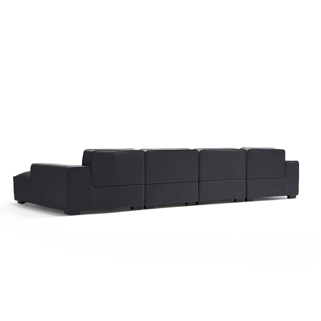 Domus Modular Brown Leather Double Chaise Sectional