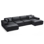 Domus Modular Dark Gray Leather U-Shaped Sectional Sofa