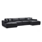 Domus Modular Dark Gray Leather U-Shaped Sectional Sofa