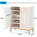 Meuble à chaussures moderne avec portes, 20 paires, 95 cm, blanc et doré