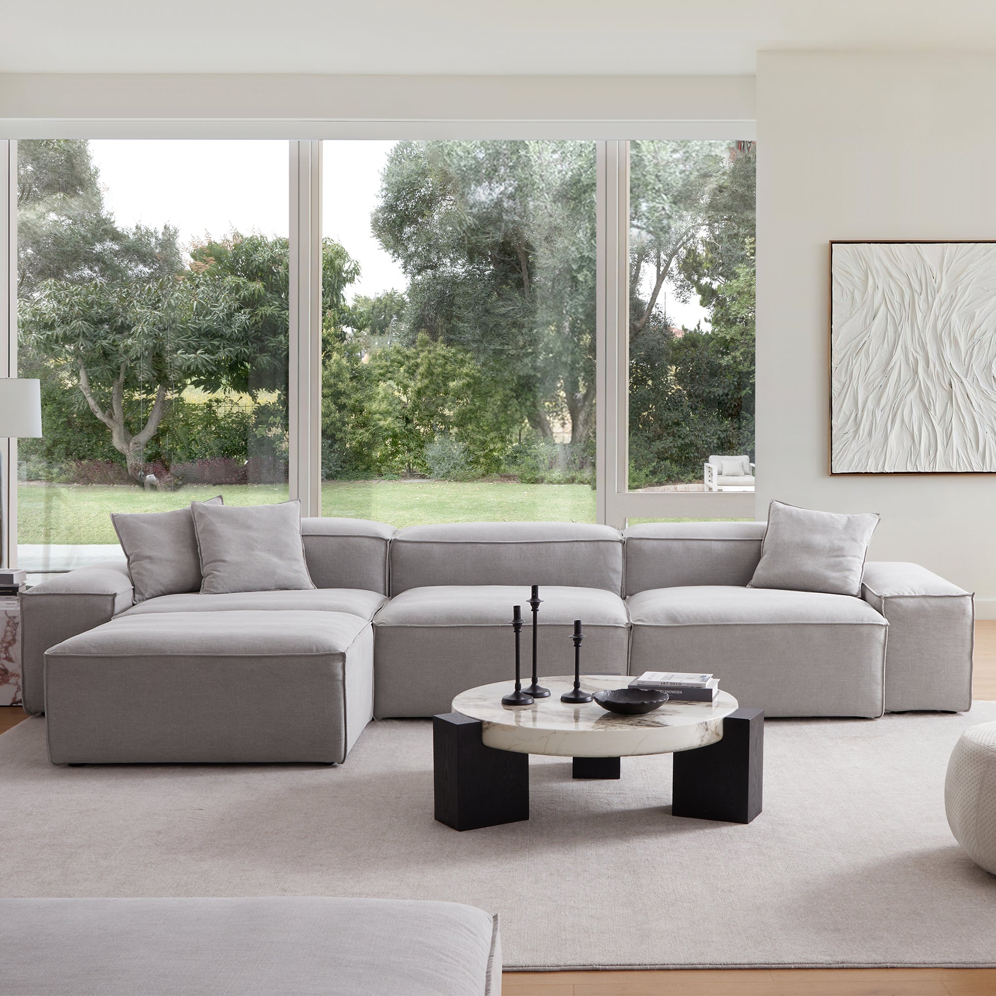 Canapé modulaire Freedom gris neuf avec pouf