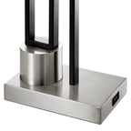 Lampe de table noir mat/nickel brossé avec port USB et abat-jour en lin blanc, ampoule LED 9,5 W incluse - 21 H