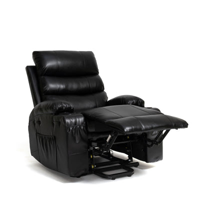 Fauteuil inclinable électrique de grande taille 21 W, massage par vibrations à 8 points et chauffage lombaire, télécommande, poches latérales, porte-gobelets